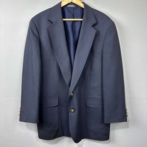 Vintage Haggar Blazer Sport Coat Jacket Size 46‎ Navy Blue Made in USA 2 Button